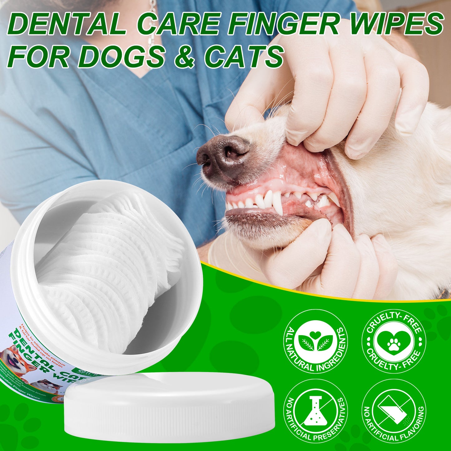 DENTAL CARE FINGER WIPES FOR DOGS & CATS