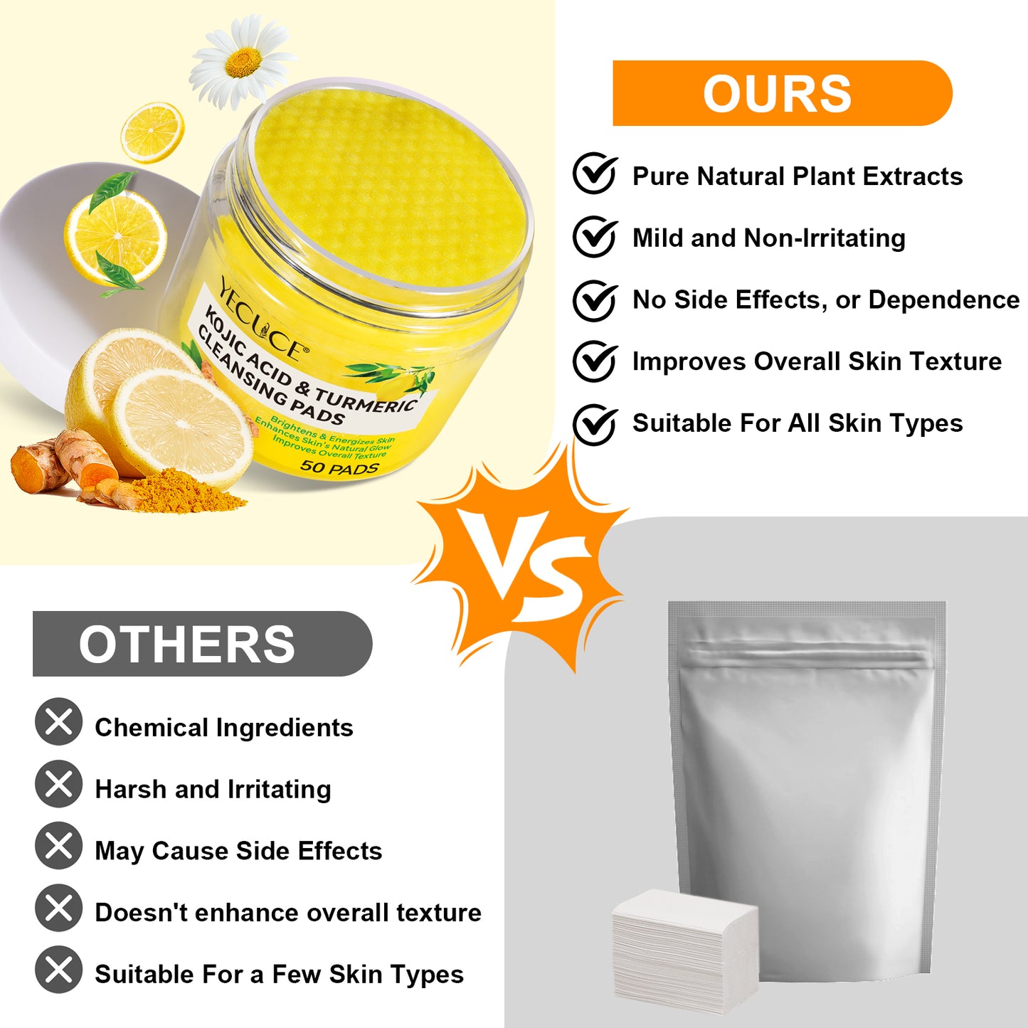 Kojic Acid & Turmeric Facial Cleansing Pads