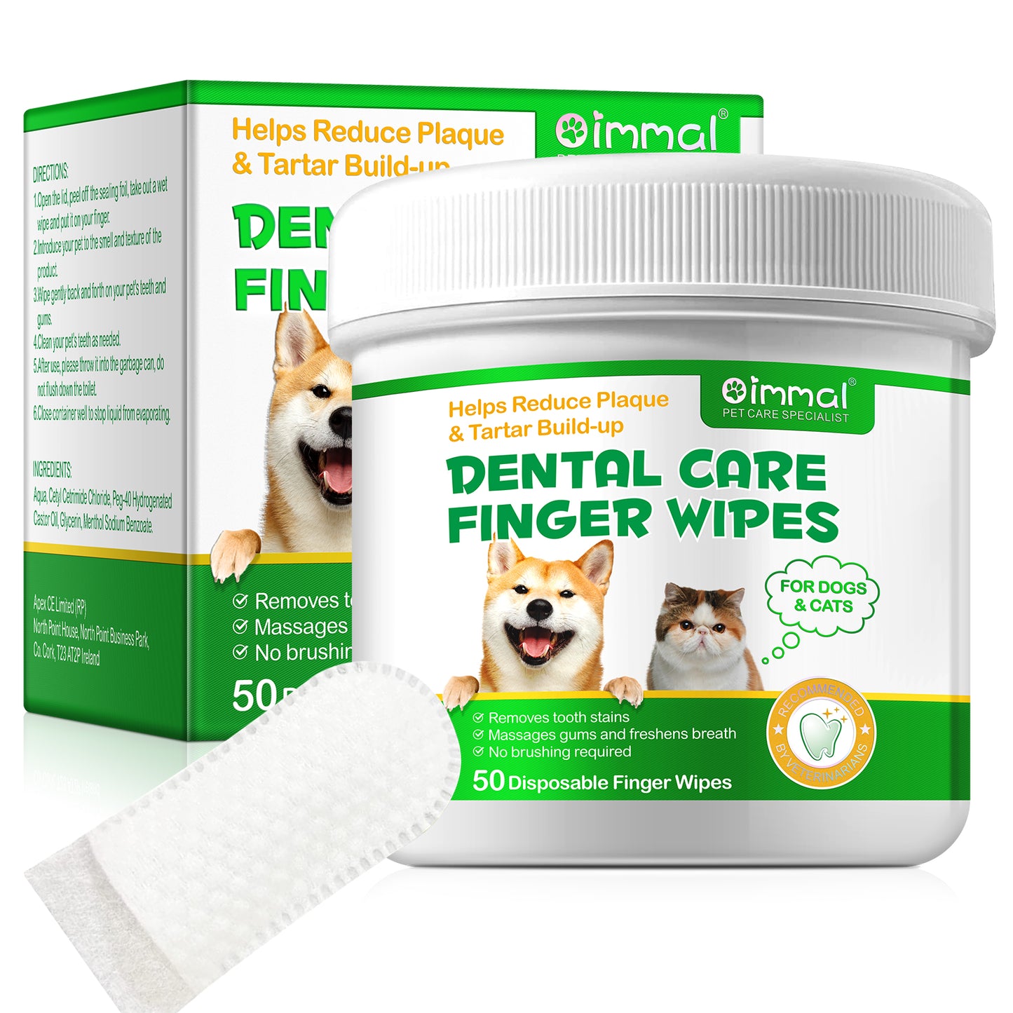 DENTAL CARE FINGER WIPES FOR DOGS & CATS